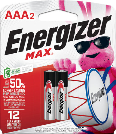 Energizer E92BP-2 MAX AAA Batteries (2 Pack), Triple A Alkaline Batteries