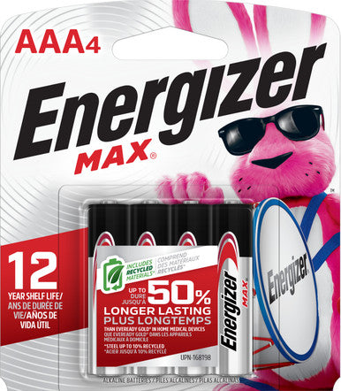 Energizer E92BP-4 MAX AAA Batteries (4 Pack), Triple A Alkaline Batteries