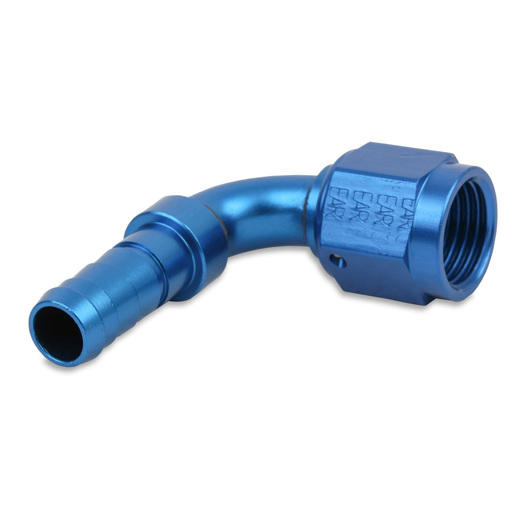 Earls-Auto-Crimp-Hose-End---90-Degree---Size--6---Blue