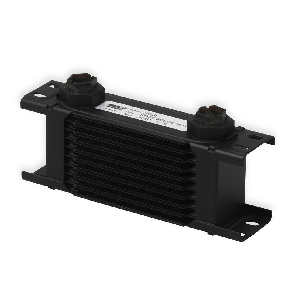 Earls-Ultrapro-Oil-Cooler---Black---10-Rows---Narrow-Cooler---10-O-Ring-Boss-Female-Ports