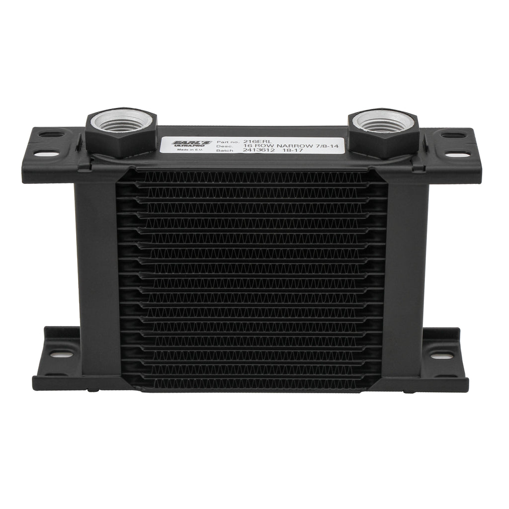 Earls-Ultrapro-Oil-Cooler---Black---16-Rows---Narrow-Cooler---10-O-Ring-Boss-Female-Ports