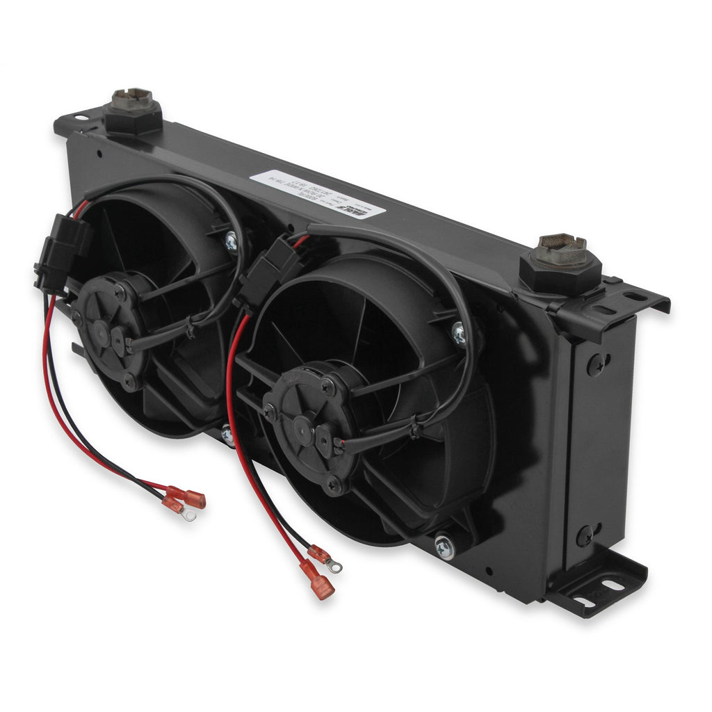 Earls-Ultrapro-Oil-Cooler-W-Dual-Fan-Pack---Black---20-Rows---Extra-Wide-Cooler---10-O-Ring-Boss-Female-Ports