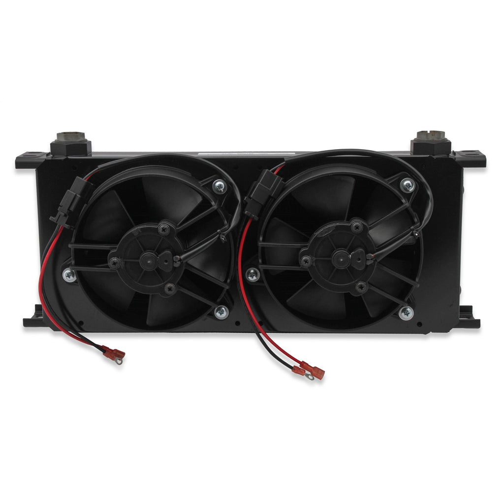 Earls-Ultrapro-Oil-Cooler-W-Dual-Fan-Pack---Black---20-Rows---Extra-Wide-Cooler---10-O-Ring-Boss-Female-Ports