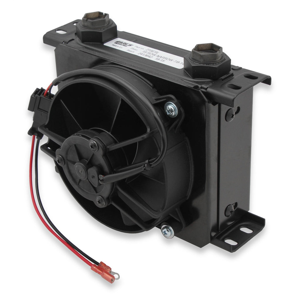 Earls-Ultrapro-Oil-Cooler-W-Fan-Pack---Black---19-Rows---Narrow-Cooler---10-O-Ring-Boss-Female-Ports