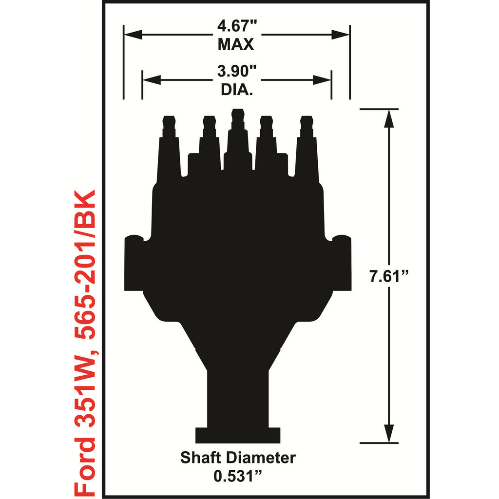 Efi-Dual-Sync-Ford-351W-Distributor,-Black