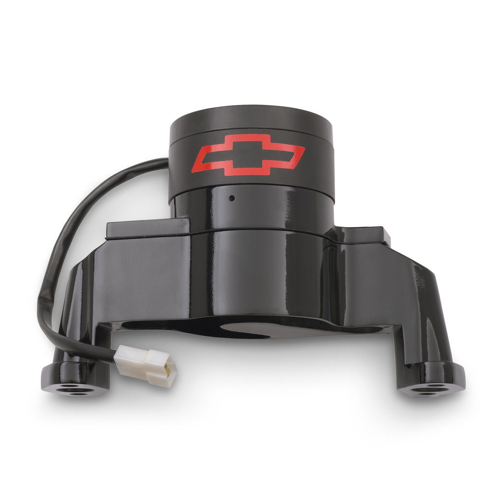 Electric-Engine-Water-Pump;-Aluminum;-Black-With-Bowtie-Logo;-Fits-Sb-Chevy