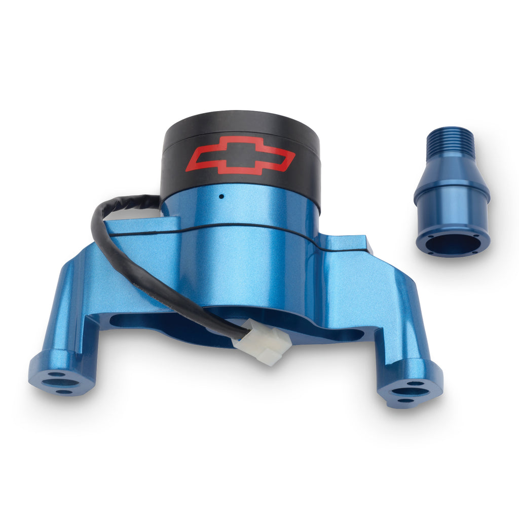 Electric-Engine-Water-Pump;-Aluminum;-Blue-With-Bowtie-Logo;-Fits-Sb-Chevy