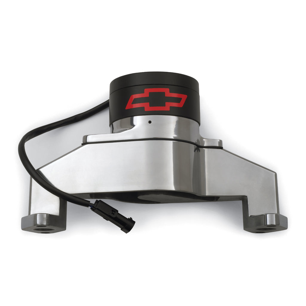 Electric-Engine-Water-Pump;-Aluminum;-Chrome-With-Bowtie-Logo;-Fits-Bb-Chevy
