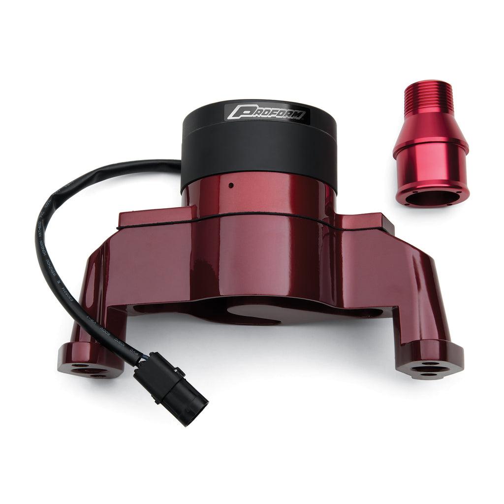 Electric-Engine-Water-Pump;-Aluminum;-Red-Powder-Coat;-Fits-Sb-Chevy-Engines