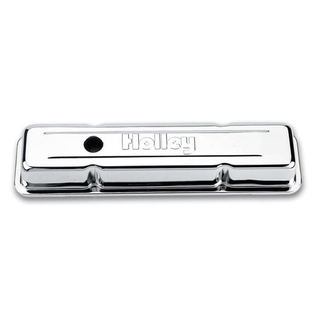 Embossed-Valve-Cover---Sbc---Stamped-Steel---Chrome
