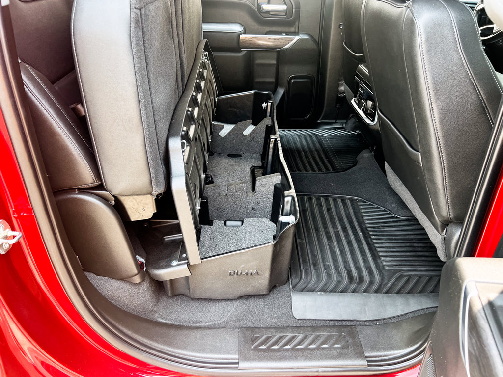 DU-HA 10410 DÜHA 10410 Lockbox Underseat Storage / Gun Case - Black for Select Chevrolet Silverado 1500, Chevrolet Silverado LTD, Chevrolet Silverado HD, Chevrolet Silverado HD, GMC Sierra 1500, GMC Sierra Limited, GMC Sierra HD, GMC Sierra HD