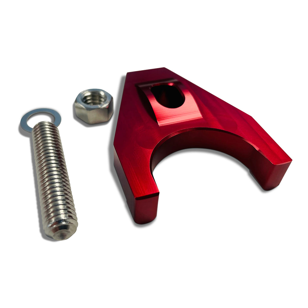 Engine-Distributor-Clamp;-Heavy-Duty;-Red-Finish;-Fits-Chevy-V8V6-Engines