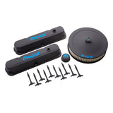 Proform 440-758 Engine Dress-Up Kit; Black Crinkle w/Blue MOPAR Logo; Fits Small Blk (LA) Engine