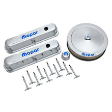 Load image into Gallery viewer, Engine-Dress-Up-Kit;-Chrome-WBlue-Mopar-Logo;-Fits-Small-Block-(La)-Engines
