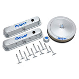 Proform 440-900 Engine Dress-Up Kit; Chrome w/Blue MOPAR Logo; Fits Small Block (LA) Engines