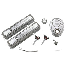 Load image into Gallery viewer, Engine-Dress-Up-Kit;-Chrome-With-Stamped-Chevy-Logo;-Fits-Sb-Block-Chevy-Engines