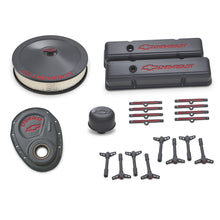 Load image into Gallery viewer, Engine-Dress-Up-Kit;-Shark-Gray;-Red-Emblems;-Fits-Sb-Chevy-Gen-1-V8-Engines