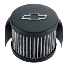 Load image into Gallery viewer, Engine-Valve-Cover-Breather;-Chevy-Logo;-Push-In-Style-WHood;-Black-Crinkle