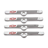 Proform 141-903 Engine Valve Cover Holdown Clamps; Chrome with Red Bowtie Logo; SB Chevy; 4 Pcs