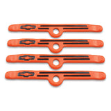 Proform 141-782 Engine Valve Cover Holdown Clamps; Orange with Black Bowtie Logo; SB Chevy; 4 Pc