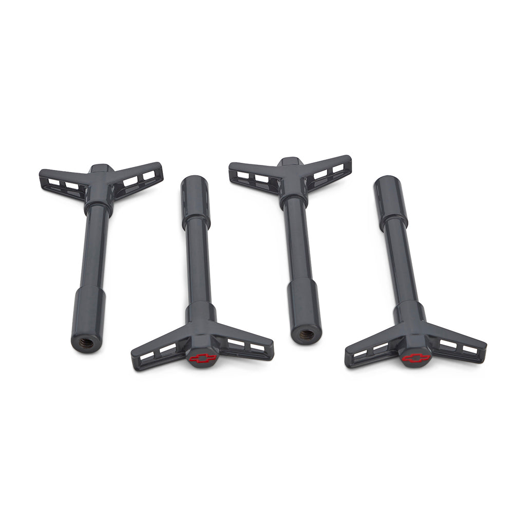 Engine-Valve-Cover-Wing-Nuts;-Shark-Gray;-Bowtie-Logo;-14-20-Thread;-4-Pack