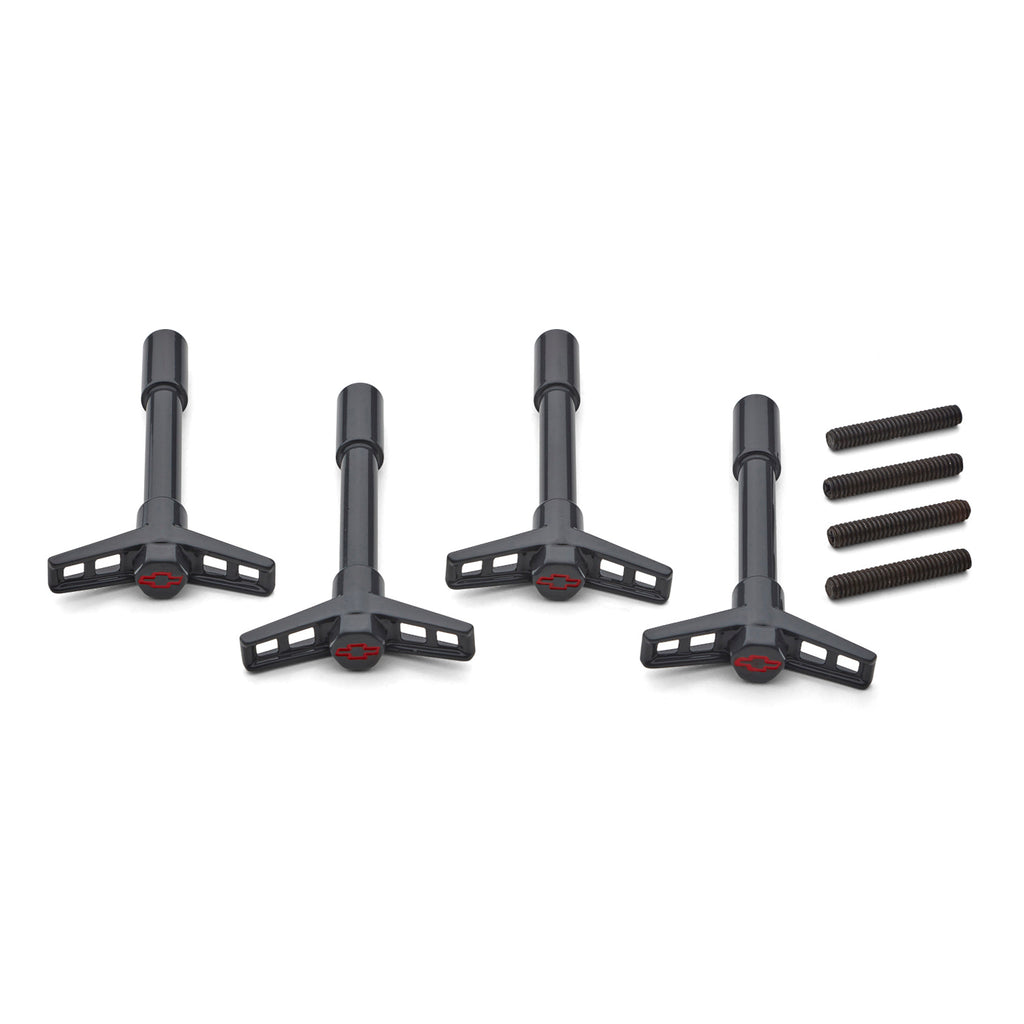 Engine-Valve-Cover-Wing-Nuts;-Shark-Gray;-Bowtie-Logo;-14-20-Thread;-4-Pack