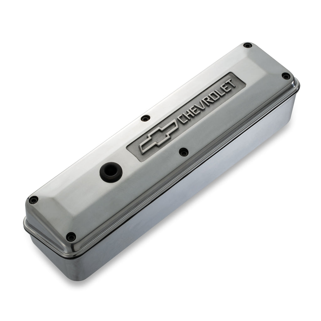 Engine-Valve-Cover;-2-Piece-Tall-Style;-Die-Cast;-Polish-WBowtie-Logo;-Sb-Chevy