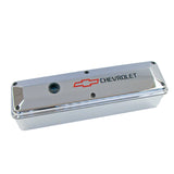 Proform 141-912 Engine Valve Covers; 2-Piece Tall Style; Die Cast; Chrome w/Bowtie Logo;SB Chevy