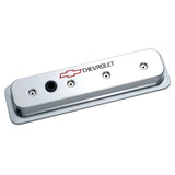 Proform 141-132 Engine Valve Covers; Center Bolt Style; Die Cast; Chrome w/Bowtie Logo; SB Chevy