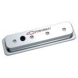 Proform 141-130 Engine Valve Covers; Center Bolt Style; Die Cast; Polish w/Bowtie Logo; SB Chevy
