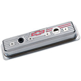 Proform 141-107 Engine Valve Covers; Center Bolt Style; Steel; Chrome w/Bowtie Logo; SB Chevy