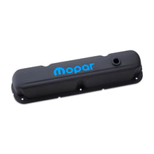 Load image into Gallery viewer, Engine-Valve-Covers;-Steel;-Blk-Crinkle;-Mopar-Emblem;-LaSmall-Block-Engines