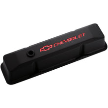 Load image into Gallery viewer, Engine-Valve-Covers;-Tall-Style;-Die-Cast;-Black-With-Bowtie-Logo;-Fits-Sb-Chevy