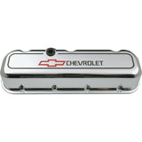 Proform 141-140 Engine Valve Covers; Tall Style; Die Cast; Chrome with Bowtie Logo; BB Chevy