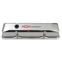 Load image into Gallery viewer, Engine-Valve-Covers;-Tall-Style;-Die-Cast;-Chrome-With-Bowtie-Logo;-For-Sb-Chevy