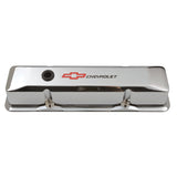 Proform 141-117 Engine Valve Covers; Tall Style; Die Cast; Chrome with Bowtie Logo; For SB Chevy