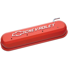 Load image into Gallery viewer, Engine-Valve-Covers;-Tall-Style;-Die-Cast;-Orange-With-Bowtie-Logo;-Ls-Engines
