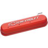 Proform 141-261 Engine Valve Covers; Tall Style; Die Cast; Orange with Bowtie Logo; LS Engines