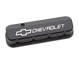 Proform 141-870 Engine Valve Covers; Tall; Die-Cast; BB Chevy; Black Crinkle w Raised Chevy Logo