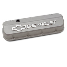 Load image into Gallery viewer, Engine-Valve-Covers;-Tall;-Die-Cast;-Bb-Chevy;-Cast-Gray-With-Raised-Chevy-Logo