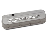 Proform 141-872 Engine Valve Covers; Tall; Die-Cast; BB Chevy; Cast Gray with Raised Chevy Logo