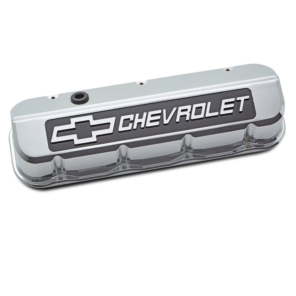 Engine-Valve-Covers;-Tall;-Die-Cast;-Bb-Chevy;-Chrome-W-Blackfield-Chevy-Logo