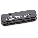 Proform 141-868 Engine Valve Covers; Tall; Die-Cast; BB Chevy; Liquid Black w/ Raised Chevy Logo