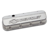 Proform 141-869 Engine Valve Covers; Tall; Die-Cast; BB Chevy; Pdrcoat Ready w Raised Chevy Logo