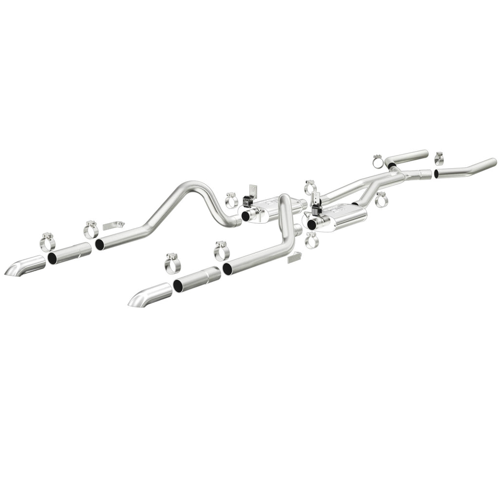 Exhaust-System-1964-12---1970-Ford-Mustang-V8-Engine;-Dual-Exhaust-System-With-Tru-X-Pipes-And-Converters;-2.5-Inch-Diameter;-Stainless-Steel
