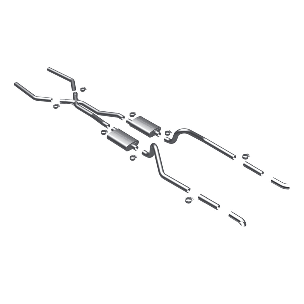 Exhaust-System-1967-1970-Ford-Mustang-V8-Engine;-Dual-Exhaust-System-With-Tru-X-Pipes-And-Converters;-2.5-Inch-Diameter;-Stainless-Steel
