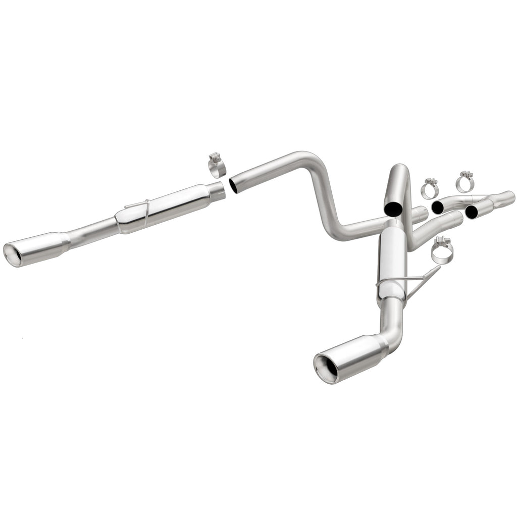 Exhaust-System-2005-2006-Ford-Mustang;-4.0-Liter-V6-Engine;-Dual-Exhaust-Sytem;-Dual-Split-Rear-Exit-With-V8-Look;-Stainless-Steel