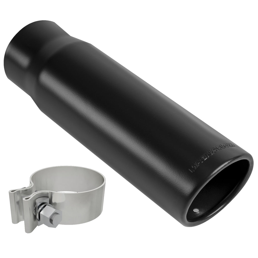 Exhaust-Tip-2.5In-Id3In-Od-12In-Oal-Ss-Blk-WClamp-Ea