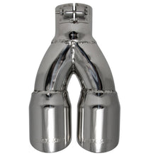 Load image into Gallery viewer, Exhaust-Tip-Logo-Embossed-Polished-Stainless-Double-Wall-Dual-Angle-Cut-Rou