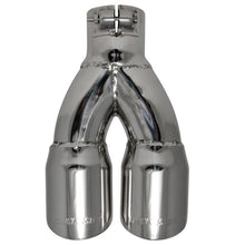 Load image into Gallery viewer, Exhaust-Tip-Logo-Embossed-Polished-Stainless-Double-Wall-Dual-Angle-Cut-Rou